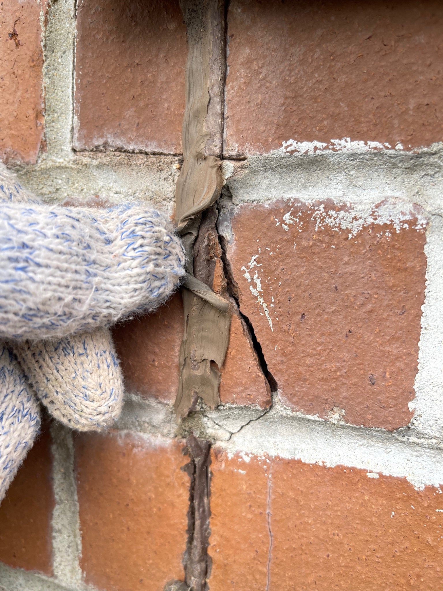 Existing surface movement joint opened during armoury brick restoration