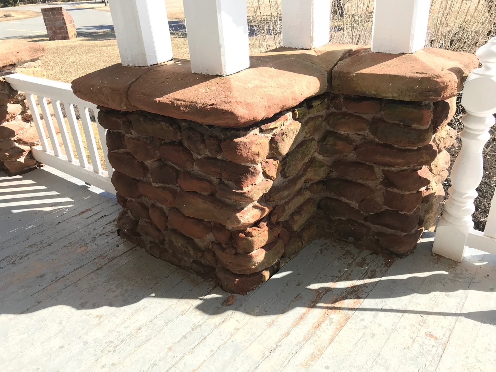 Restored sandstone pillar and mortar joints at Dalvay by the Sea