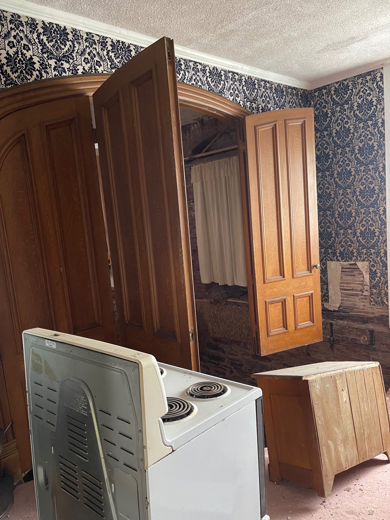 Original room details and historic interior finishes inside the Mont-Carmel Parish House