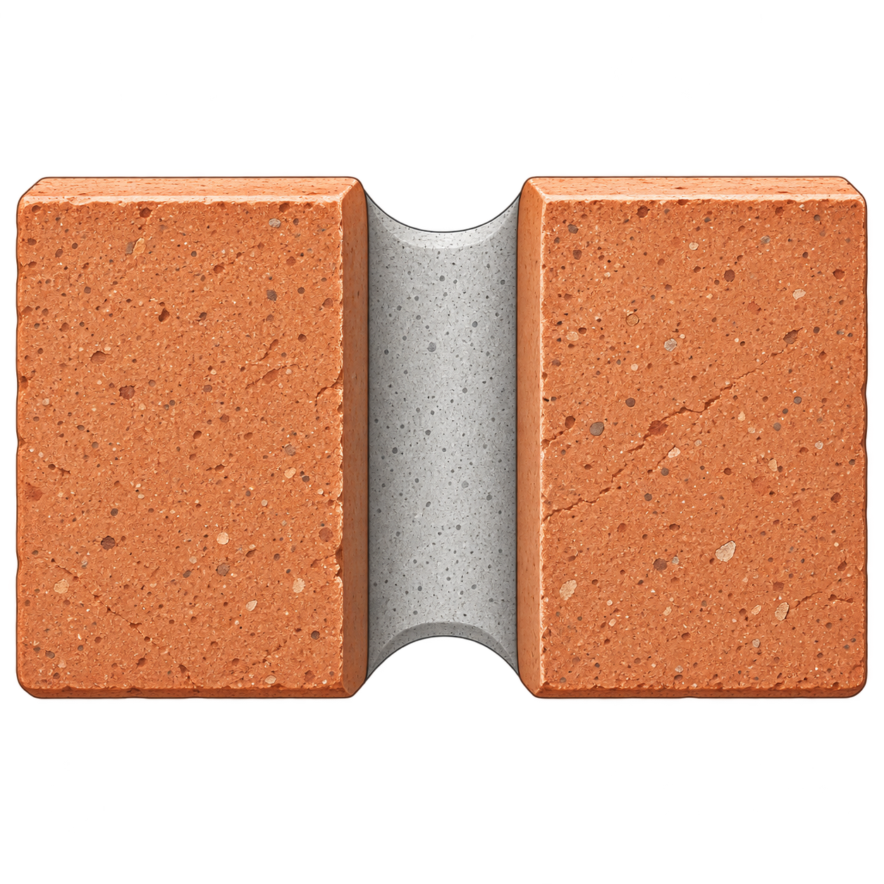 Illustration of a concave mortar joint profile between two bricks