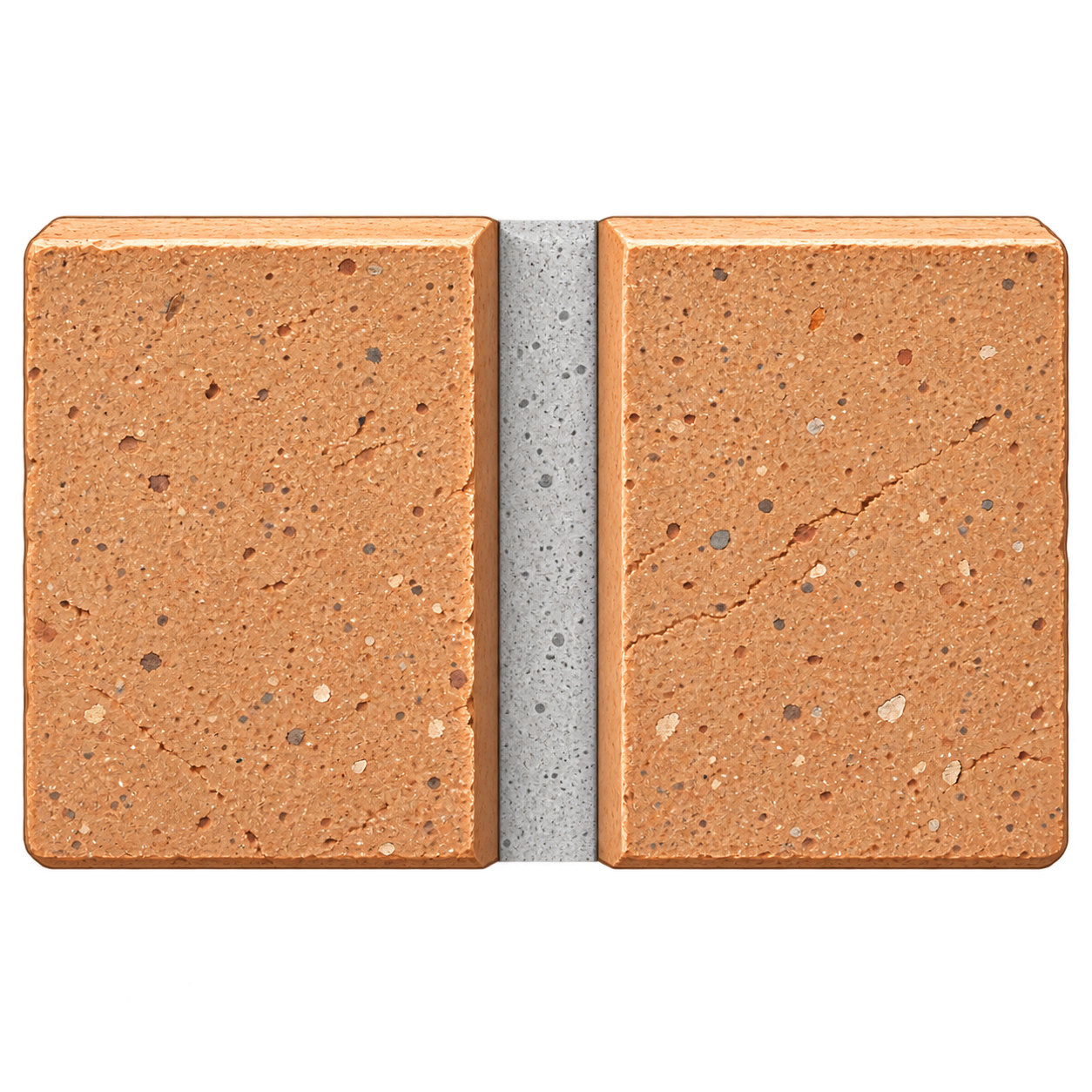 Illustration of a flush mortar joint profile between two bricks