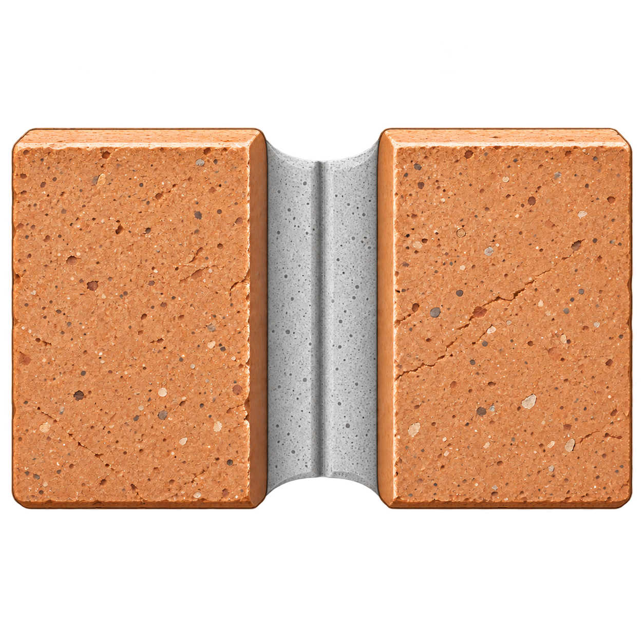 Illustration of a grapevine mortar joint profile between two bricks
