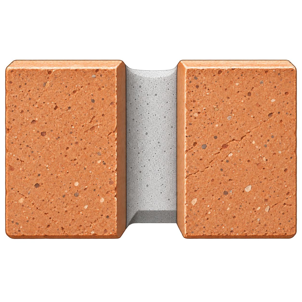 Illustration of a struck mortar joint profile between two bricks